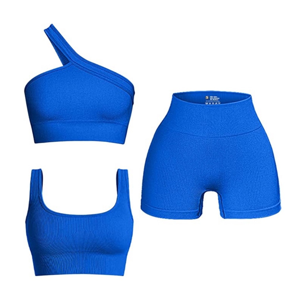 OQQ Women's Ribbed Seamless Exercise Scoop Neck Sports One Shoulder High